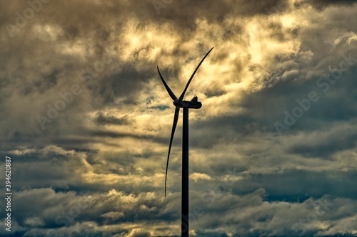 wind turbine at sunset