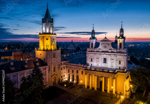 Main cathedral of St. John and the Trinitarian tower in Old Town in Lublin, Poland