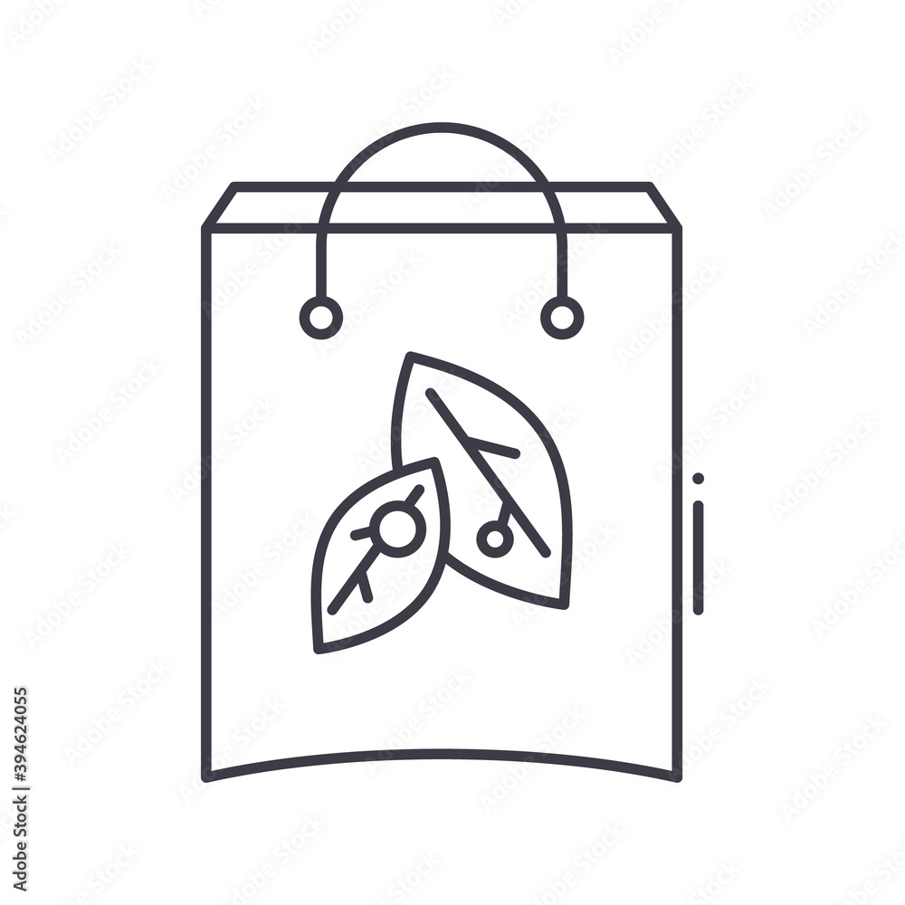 Eco bag icon, linear isolated illustration, thin line vector, web design sign, outline concept symbol with editable stroke on white background. Eco bag icon, linear isolated illustration, thin line vector, web design sign, outline concept symbol with editable stroke on white background.