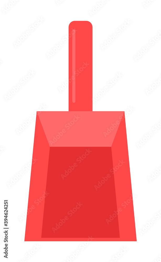 Cartoon red plastic dustpan, sharp shape. Sweep, remove garbage. Do home cleaning. Cleaning agent, mopping, sweeping. Brushes, disinfection elements. Flat simple vector image isolated on white Cartoon red plastic dustpan, sharp shape. Sweep, remove garbage. Do home cleaning. Cleaning agent, mopping, sweeping. Brushes, disinfection elements. Flat simple vector image isolated on white