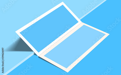 Mockup blue flyer on a blue background. Demonstration of design.