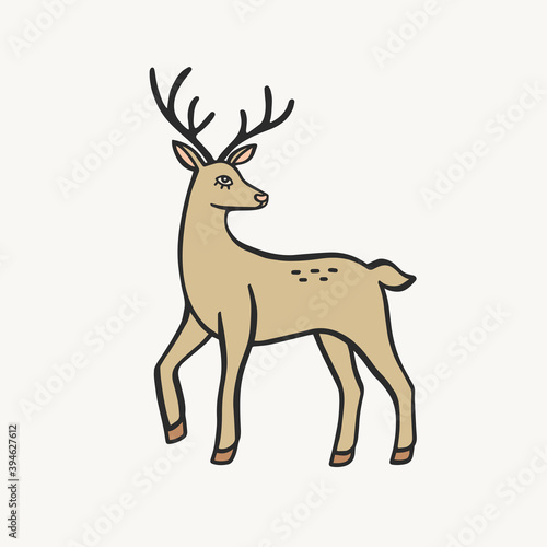 Hand drawn veсtor illustration of a deer isolated on light background
