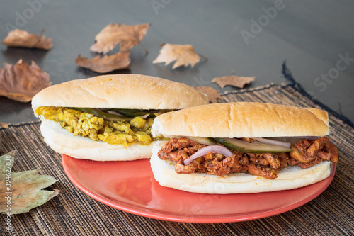 Colorful Indian sandwiches on a table