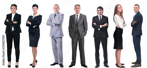 group of successful business people standing in a row.