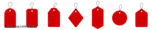 Set of blank tags and price labels template. Banner discount on paper style.