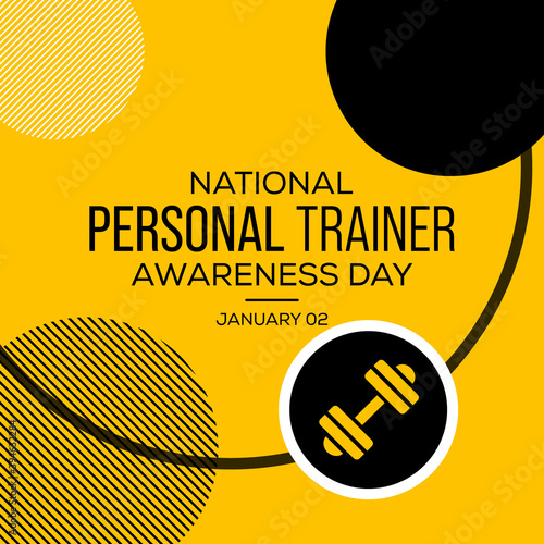 Vector illustration on the theme of National Personal Trainer day observed each year on January 2nd.
