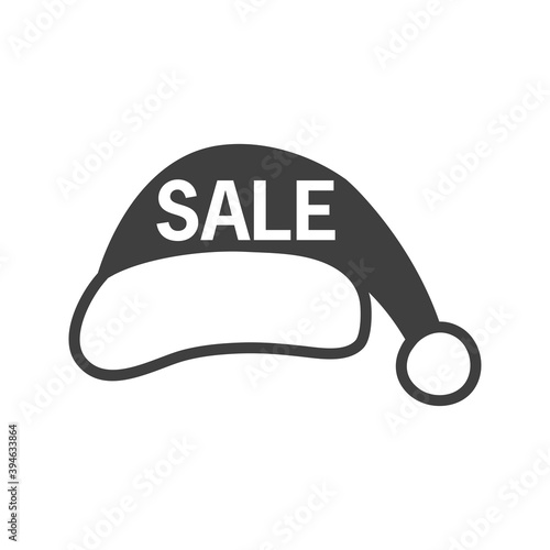 Rebajas de Navidad. Logotipo con texto Sale en gorro Papá Noel en color gris