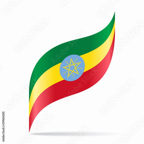 Ethiopian flag wavy abstract background. Vector illustration.