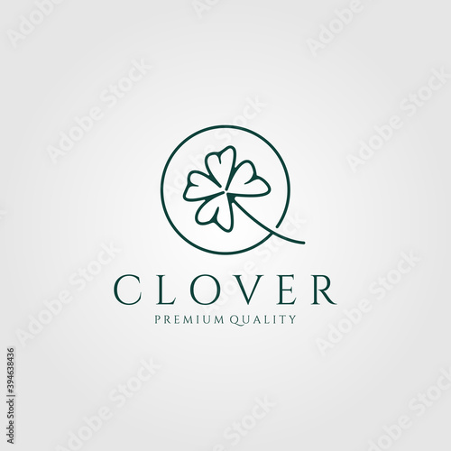 clover logo vintage line art vector illustration design
