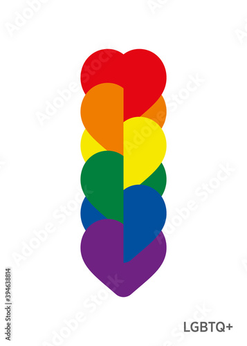 Intertwined hearts representing lgbt colors.
Lgbtq color design, vector illustration. Gay, lesbian, bisexual, homosexual, transgender people concepts.
