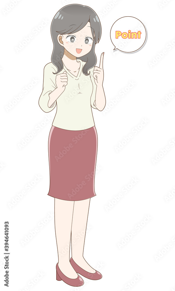 人差し指を立てる女性 人差し指を立てる女性