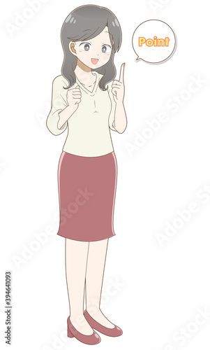 人差し指を立てる女性