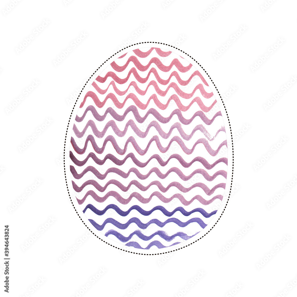 Isolated watercolor illustration of egg with gradient stripes. Hand drawn element for Easter Day greeting card template. Great background for wrapping paper, design print, party invitation, poster. Isolated watercolor illustration of egg with gradient stripes. Hand drawn element for Easter Day greeting card template. Great background for wrapping paper, design print, party invitation, poster.