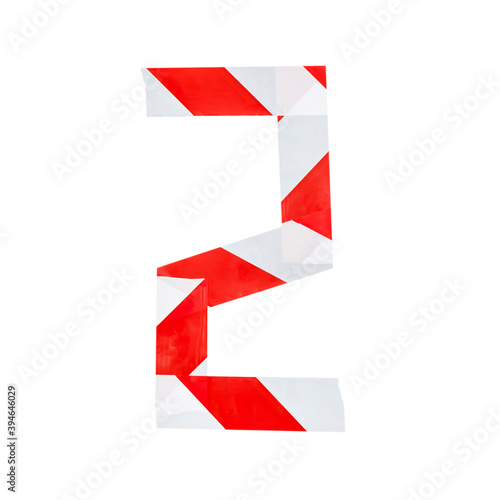 Free Download Number 2 is made of red and white warning tape. Isolated on white background - GFXLoad