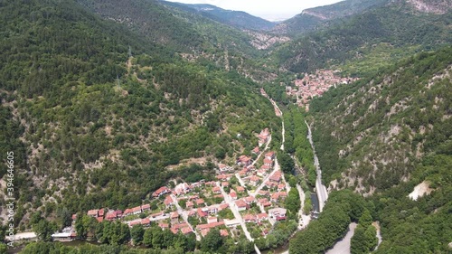 Amazing Aerial view of village of Bachkovo, Plovdiv Region, Bulgaria photo