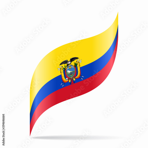 Ecuadorian flag wavy abstract background. Vector illustration.