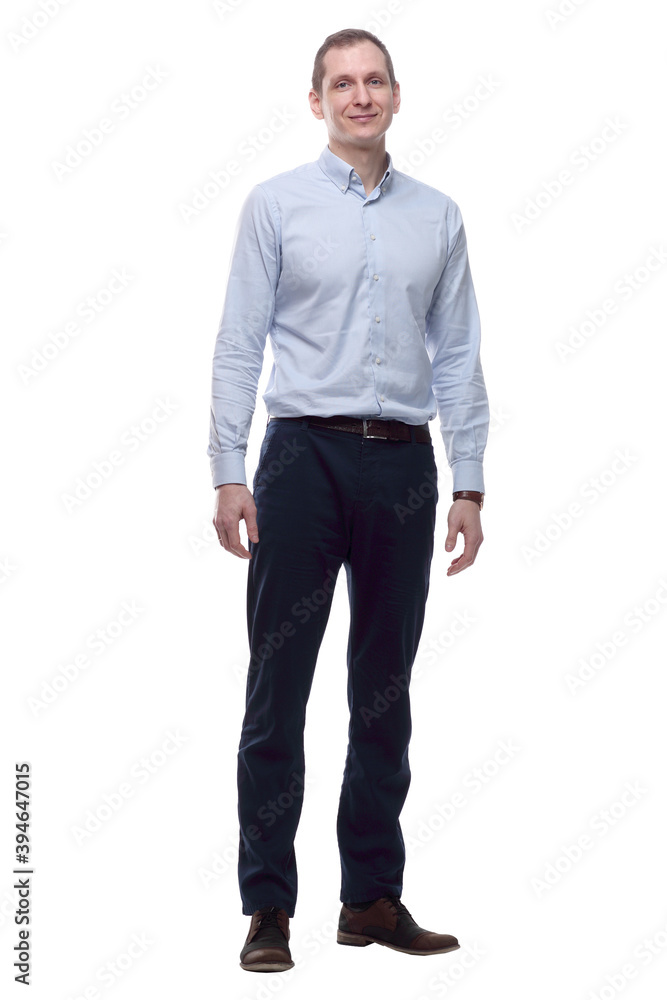 casual young man in a white shirt . isolated on a white casual young man in a white shirt . isolated on a white