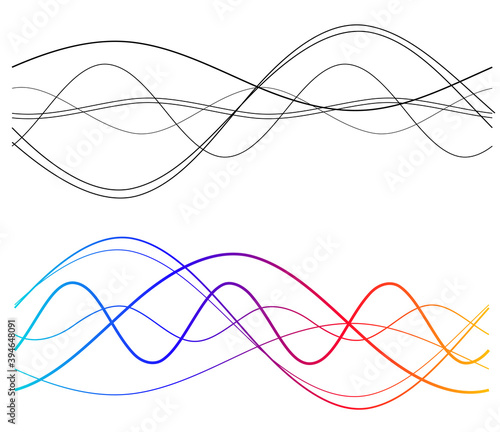 Design elements. Wave of many gray lines. Abstract wavy stripes on white background isolated. Creative line art
