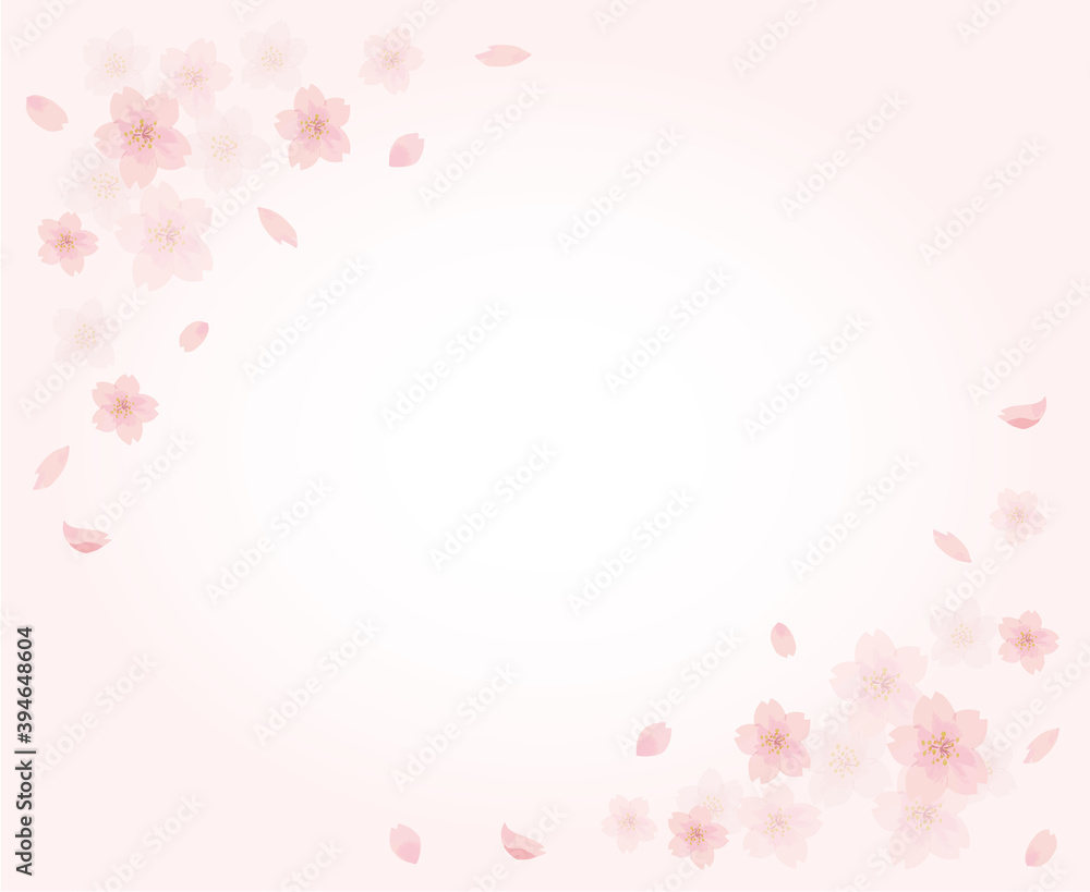 桜　フレーム 水彩　手描き

