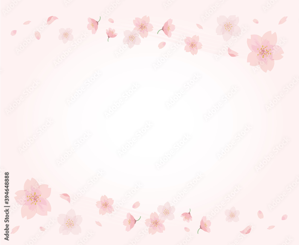 桜　メッセージカード　スペース　水彩　手描き
