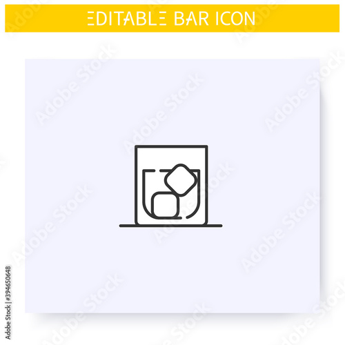 Whiskey glass line icon. Alcohol stemware. Party drink. Restaurant, bar menu. Scotch, rum, long drink. Cocktail party and drinking establishment concept. Isolated vector illustration. Editable stroke 