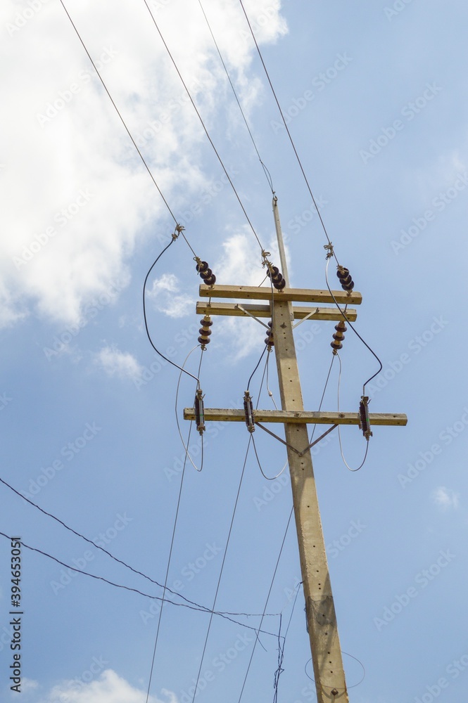 close up electric pylon in country Thailand close up electric pylon in country Thailand