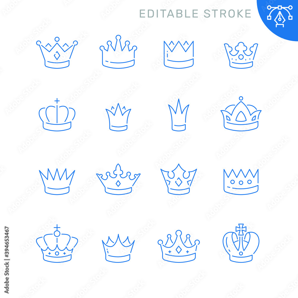 Crown related icons. Editable stroke. Thin vector icon set Crown related icons. Editable stroke. Thin vector icon set