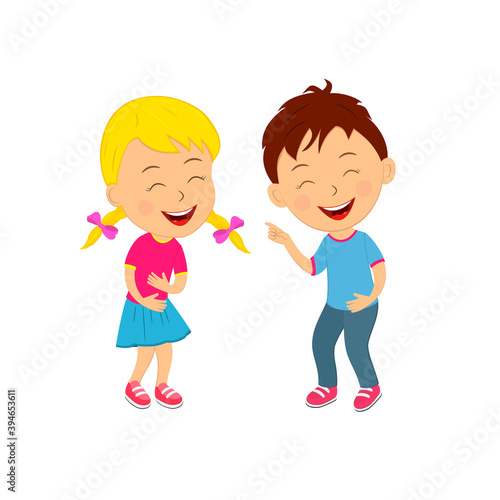kids, children laugh,illustration,vector