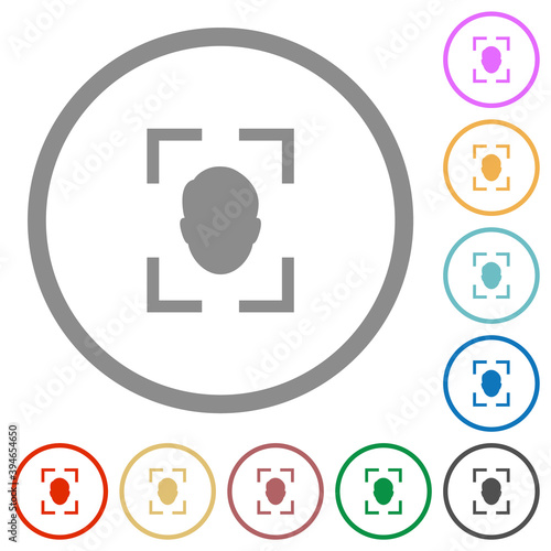 Camera selfie mode flat icons with outlines