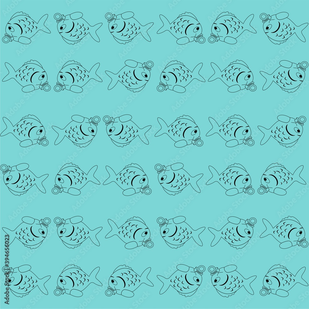 Baby Yellow Fish with Orange Fin Cute Illustration, Cartoon Funny Character, Pattern Wallpaper Baby Yellow Fish with Orange Fin Cute Illustration, Cartoon Funny Character, Pattern Wallpaper