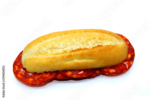 Chorizo sandwich on spanish pitufo bread mollete