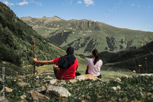 Tourists in the mountains