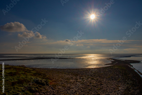 Gegenlichtaufnahme, Eidersperrwerk, Nordfriesland, Deutschland photo