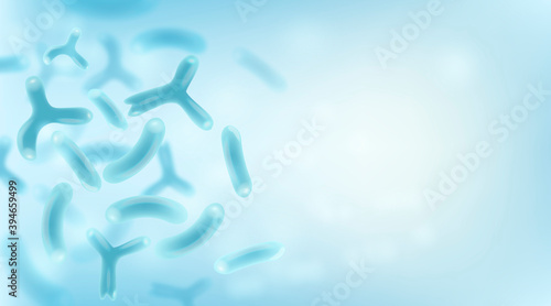 Microbiology science and medicine background. Bacterias, Probiotic Microscopic microorganisms. Science background.  photo