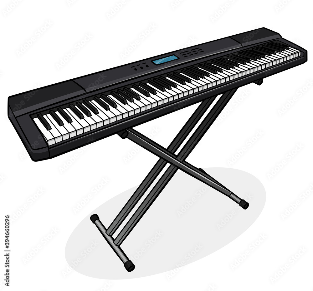 Vector digital piano cartoon illustration Vector digital piano cartoon illustration
