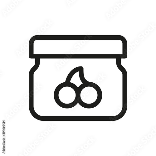 Fruit jam isolated icon, jelly jar outline vector icon with editable stroke