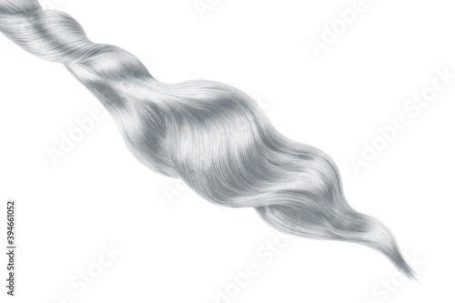 Gray shiny hair on white background, isolated © MAKOVSKY ART
