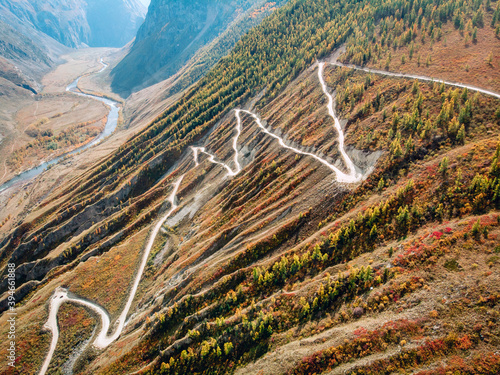 Top view on a high mountain Kathu pass Yaryk, Altai Mountains photo