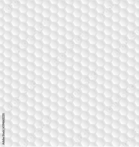 White honeycomb grid volumetric texture. Hexagonal cell background. Grid pattern. Fashion geometric design. Vector illustration.