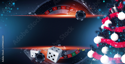 Photography Casino Season Greetings Christmas Banner Backdrop