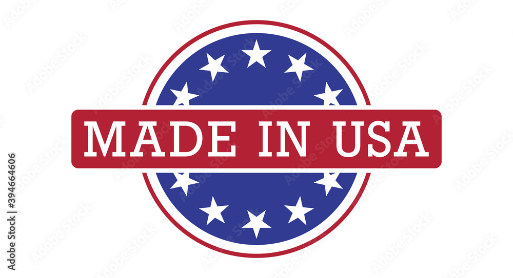 Made in USA round badge. Vector illustration