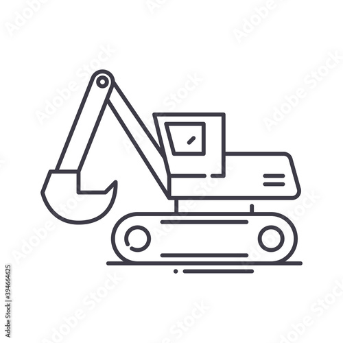 Excavator auger drive icon, linear isolated illustration, thin line vector, web design sign, outline concept symbol with editable stroke on white background.