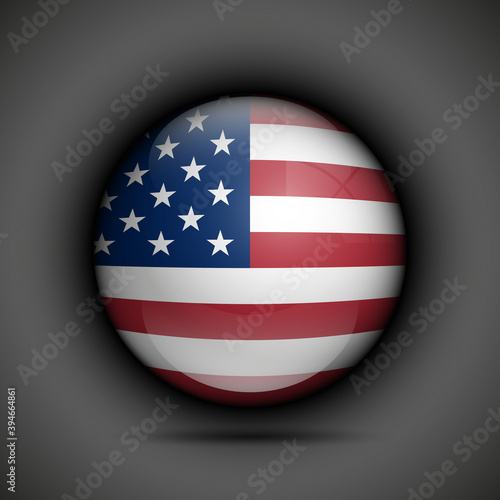 Creative sphere USA flag icon for Independence Day or Veterans Day