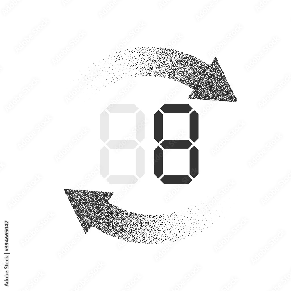 Countdown. stop. 8. Electronic number eight, digital, download. Arrow ...