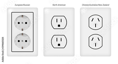 Double electrical sockets. 3D vector illustration