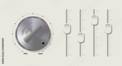 Sound mixer, volume panel. 3D vector illustration