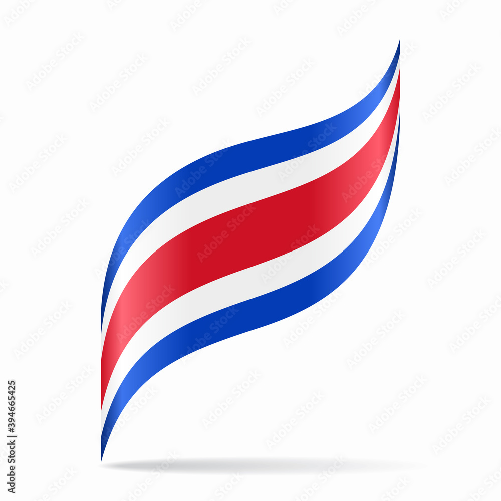 Costa Rican flag wavy abstract background. Vector illustration.
