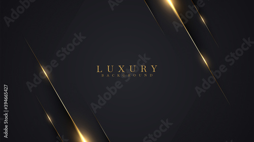 Obraz na plátně Luxury abstract background with golden lines on dark, modern black backdrop concept 3d style