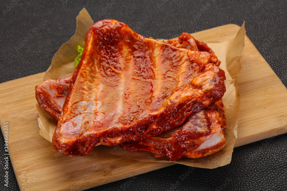 Raw marinated pork ribs Raw marinated pork ribs