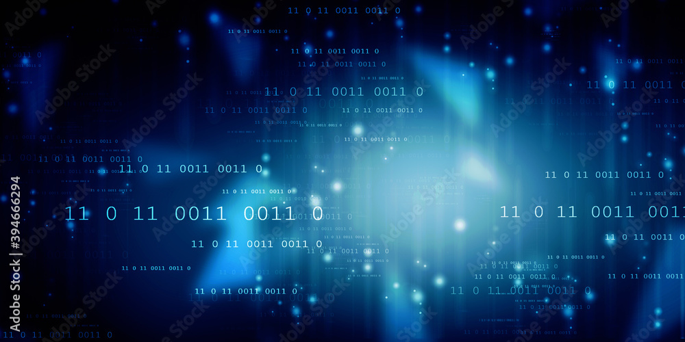 Obraz premium 2d illustration abstract digital binary data on computer screen 